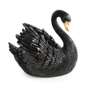 Figurka z żywicy poliestrowej Łabędź 14 x 11 x 13 cm czarna