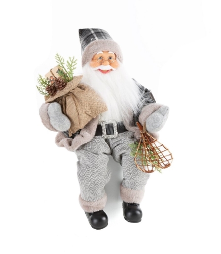 Święty Mikołaj 40cm Dekoracyjna Merry Christmas popiel / biały
