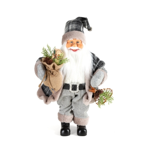 Święty Mikołaj 40cm Dekoracyjna Merry Christmas popiel / biały