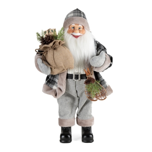 Święty Mikołaj 60cm Dekoracyjna Merry Christmas popiel / biały 