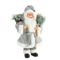 Święty Mikołaj 40cm Dekoracyjna Merry Christmas srebrny / biały