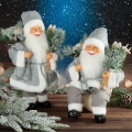 Święty Mikołaj 40cm Dekoracyjna Merry Christmas srebrny / biały