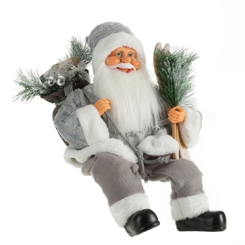 Święty Mikołaj 40cm Dekoracyjna Merry Christmas srebrny / biały 