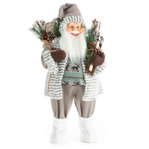 Święty Mikołaj 80cm Dekoracyjna Merry Christmas srebrny / biały 