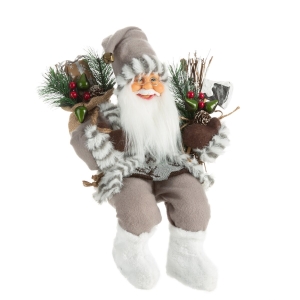 Święty Mikołaj 40cm Dekoracyjna Merry Christmas srebrny / biały 