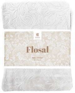 Koc floral jasny szary 150x200