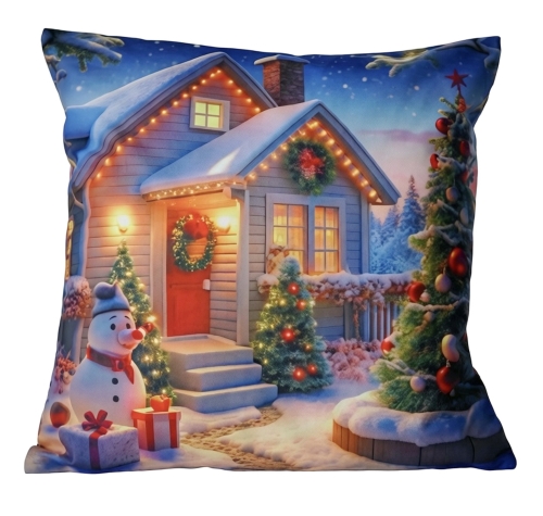 Poszewka Świąteczna 40x40 Merry Christmas Mikrofibra Dwustronna 3D 