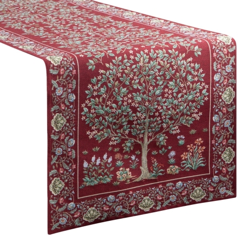Bieżnik 45x140 Gobelinowy Drzewo bordowy