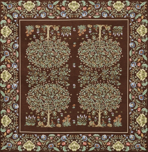 Bieżnik 100x100 Gobelinowy Drzewo brązowy 
