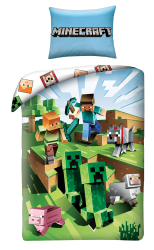Pościel Bawełniana MINECRAFT 140x200 Creeper Steve