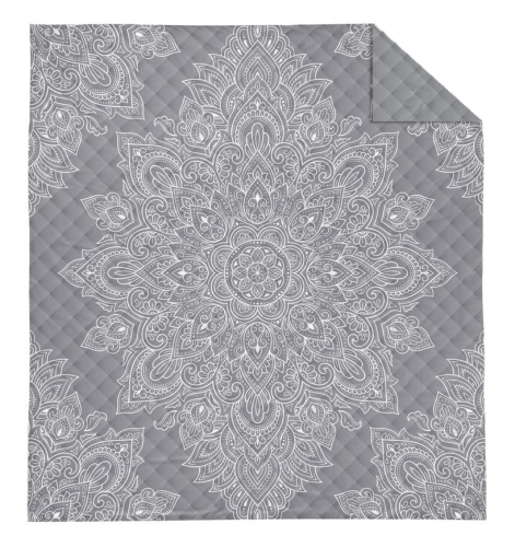 Narzuta na łóżko 220x240 Holenderska Ornament Popiel