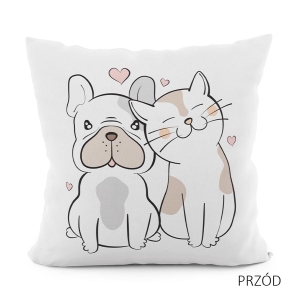 Poszewka 40x40 Dekoracyjna Welurowa Piesek Kotek