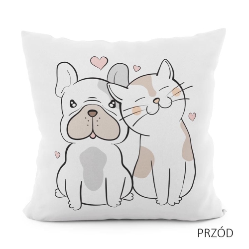 Poszewka 40x40 Dekoracyjna Welurowa Piesek Kotek