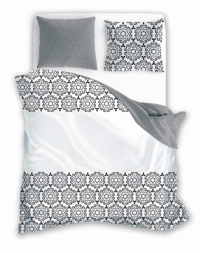 Pościel Bawełniana 220x200 Glamour Ornament biel czerń
