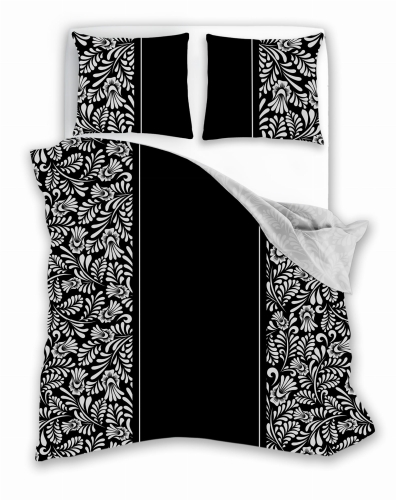 Pościel Bawełniana 160x200 Glamour Ornament biel czerń