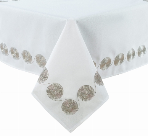 Obrus Bieżnik 60x120 Asteria biały Haftowany srebrny Haft  
