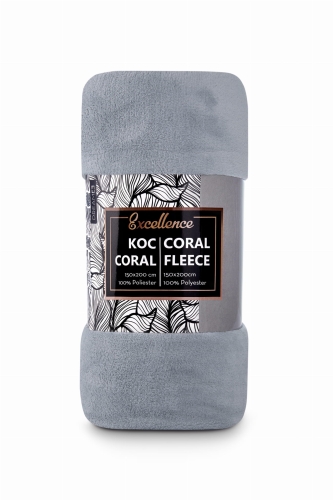 Koc szary 150x200 puszysta tkanina Coral miękki przyjemny w dotyku