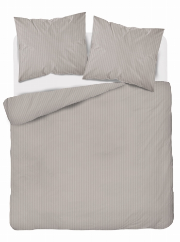 Pościel Satynowa 160x200 Gładka w Pasy Premium beż