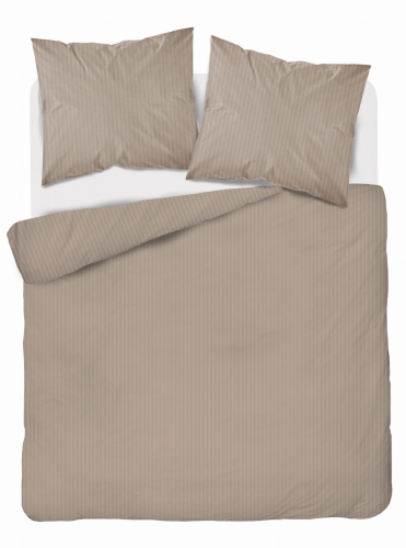 Pościel Satynowa 220x200 Gładka w Pasy Premium c. beż taupe  