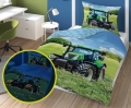Pościel Świecąca w ciemności zielony traktor 140X200