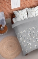 Pościel Flanelowa 220x200 Kwiaty Popielata