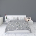 Pościel Flanelowa 220x200 Kwiaty Popielata