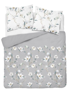 Pościel Flanelowa 220x200 Kwiaty Popielata