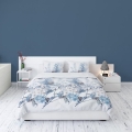 Pościel Flanelowa 220x200 Kwiaty Liście Błękitna