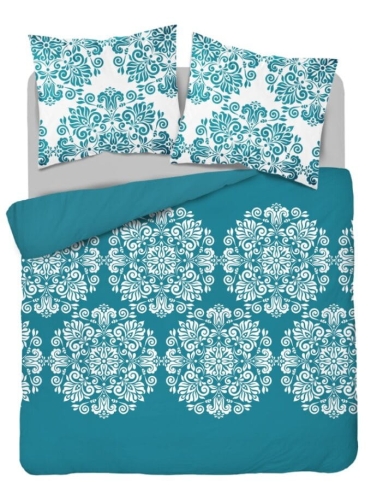 Pościel Flanelowa 220x200 Ornament Turkusowa