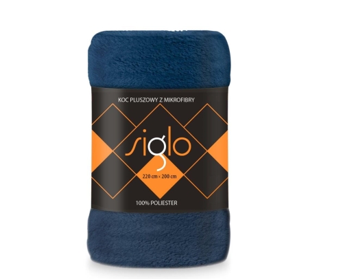 Koc Siglo 220x200 Popiel Granatowy miękki puszysty  