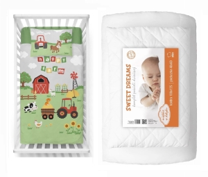 Komplet do łóżeczka 100x135 Kołdra + Pościel Traktorek Farma