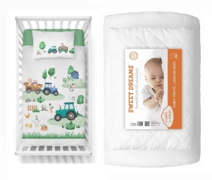 Komplet do łóżeczka 100x135 Kołdra + Pościel Traktorek