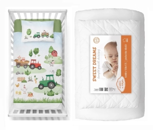 Komplet do łóżeczka 100x135 Kołdra + Pościel Traktorek