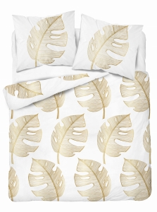 Pościel Bawełna 160x200cm Liście złote na popielu