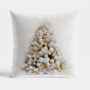 Poszewka Świąteczna Welurowa 40x40 Złota Choinka 