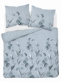 Pościel Bawełniana 220x200cm Wzór Kwiaty Niebieskie Popielate 