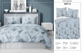 Pościel Bawełniana 220x200cm Wzór Kwiaty Niebieskie Popielate 
