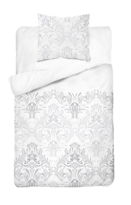 Pościel Satynowa 140x200 Ornament Mozaika Popielata Szara