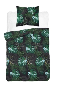 Pościel Satynowa 140x200 Liście Zieleń