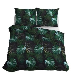 Pościel Satynowa 220x200 Liście Zieleń