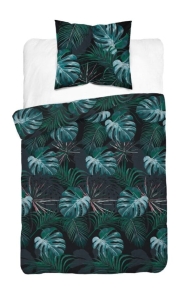 Pościel Satynowa 140x200 Liście Zieleń