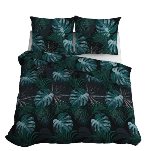 Pościel Satynowa 220x200 Liście Zieleń