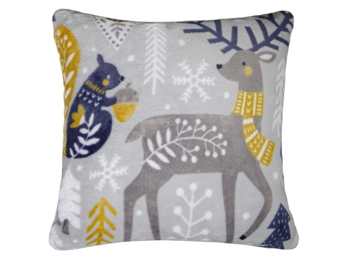 Poszewka świąteczna 40x40 Festive Pets Szara Renifer miękka