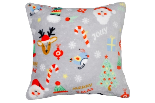 Poszewka świąteczna 40x40 Festive Pets Szara Renifer Mikołaj