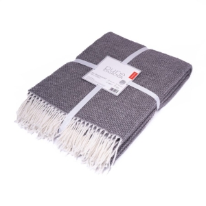 Koc 150x200 Pure Bawełna + Akryl Szary z frędzlami