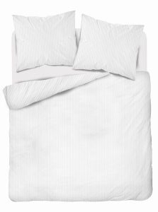 Pościel Satynowa 140x200 Gładka w Pasy Premium biała
