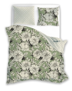 Pościel bawełniana 220x200 Flovery Kwietny Ogród Zielona
