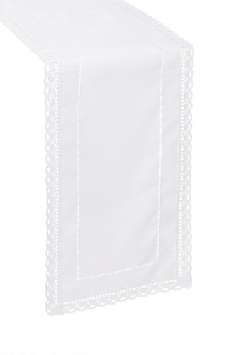  Biały bieżnik z Mereżką i koroną 50x100 Elegancki jak Len   