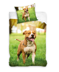 Pościel bawełniana 140x200 Pies Amstaff 