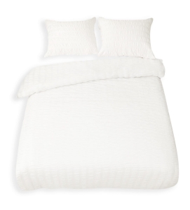 Pościel Satynowa 220x200 Gofrowana Jednobarwna Biała Bawełna Premium  